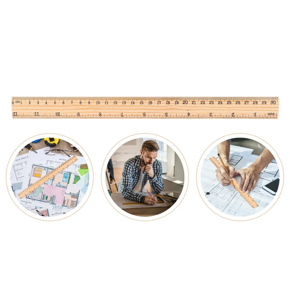 

Straight Ruler School Ruler Bulk: Wooden Double Sided Scale Ruler Office Ruler Measuring Tool for Engineering Office Architect