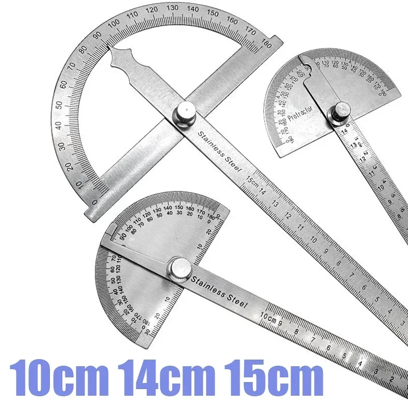 Транспортир измерительная линейка вращающаяся на 180 градусов полукруглая 10 см 14