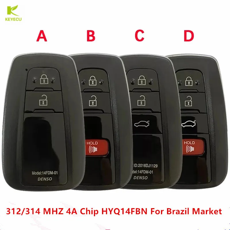 Запасной смарт-ключ KEYECU брелок без ключа 312/314 МГц 4A чип HYQ14FBN 231451-2000 для