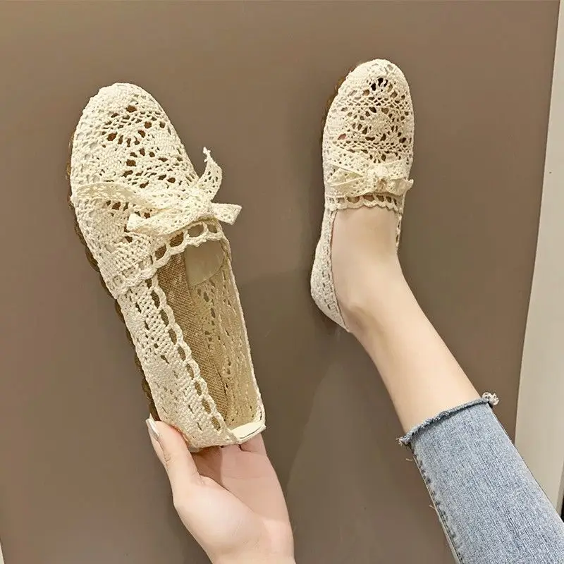 NEW Women Shoes Fisherman Shoes Woman Mesh breathable Flat Soft Bottom Women Peas Shoes Womans Shoes Flats Shoes