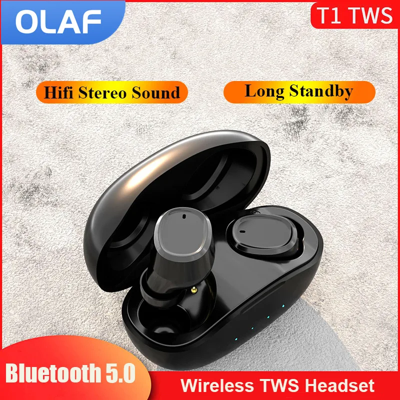 

T1 TWS Fone Bluetooth Wireless Headphones 9D Stereo Music Gaming Headsets for Xiaomi Redmi Sports Handsfree Earbuds Earphones