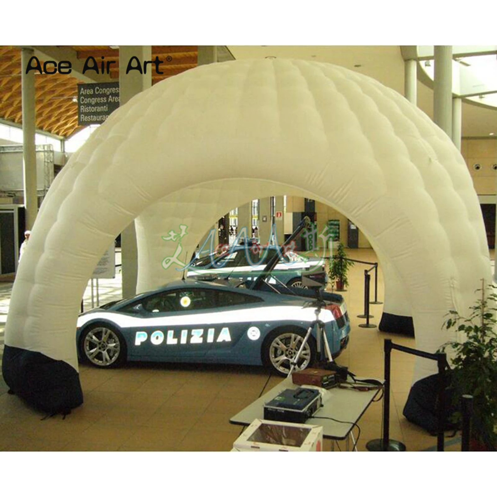 

Giant 9m White Igloo Inflatable Dome Marquee without Doors Car Canopy Pop up Spider/Beams Tent with 4 Beams for Event Shows