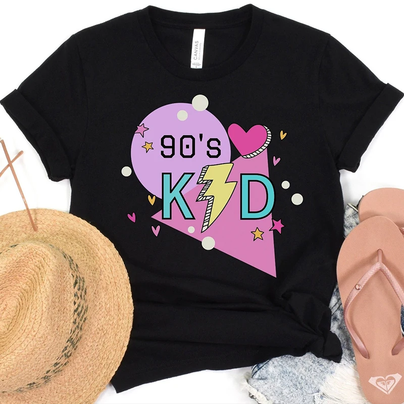 

Retro 90s Kid Women T Shirt Hip Hop Music Fans Womens T-shirt Cotton Summer Fashion Graphic Tee Vintage Ladies Clothing Tops