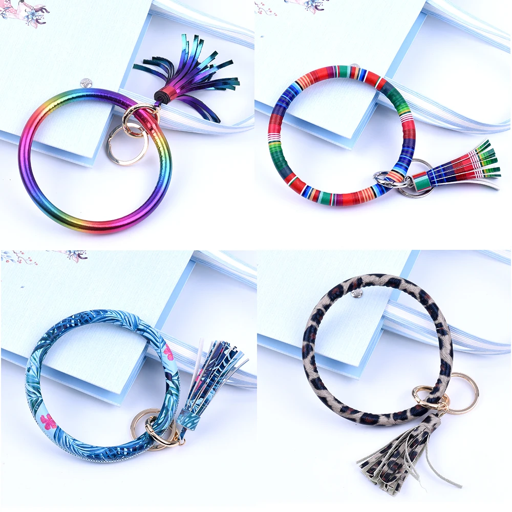 Новый модный многоцветной брелок с кисточками эмаль искусственная кожа о-брелок