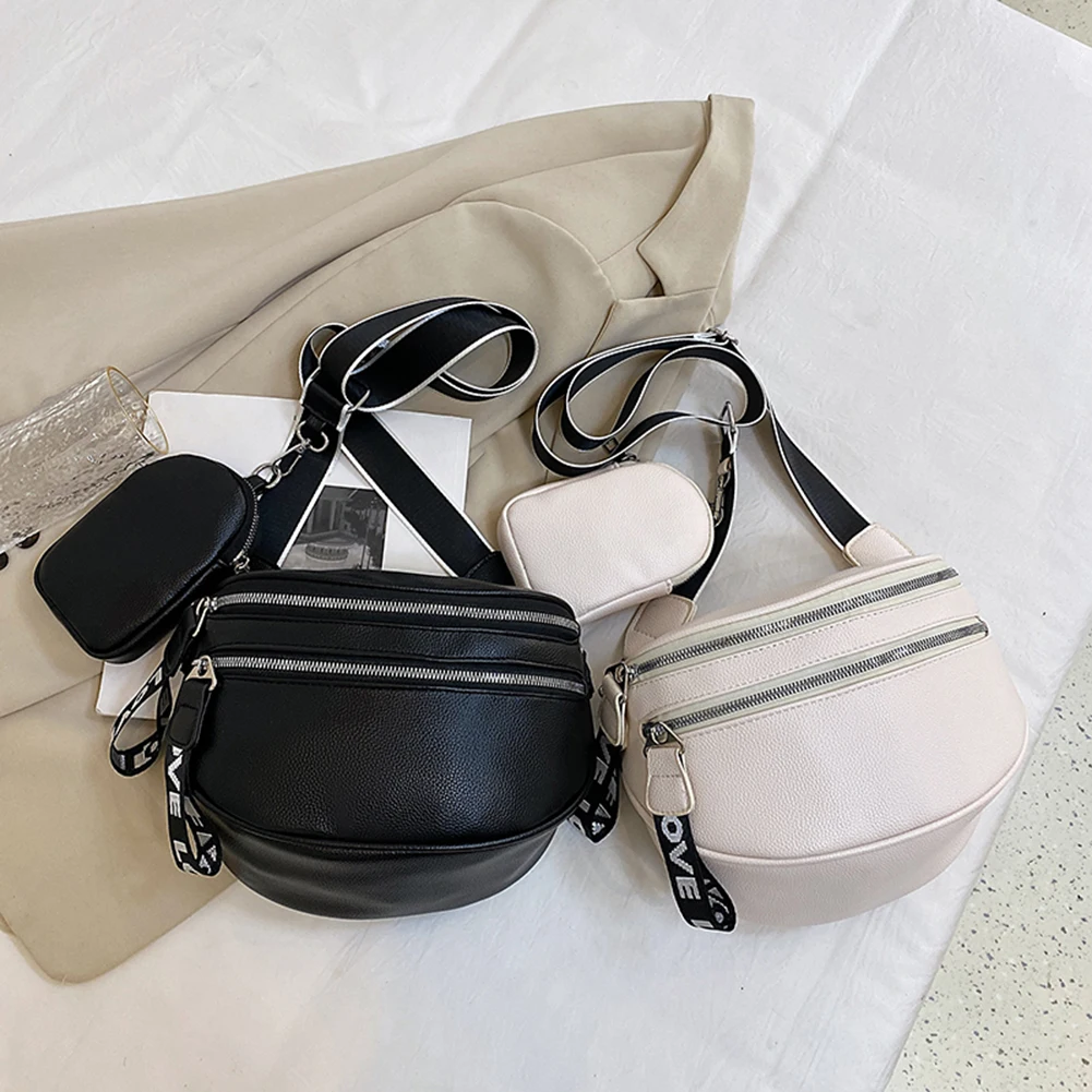 

Vintage PU Leather Chest Bags for Women Shoulder Crossbody Bags Fashion Wide Shoulder Strap Waist Bags Fanny Pack Bum Bags Purse