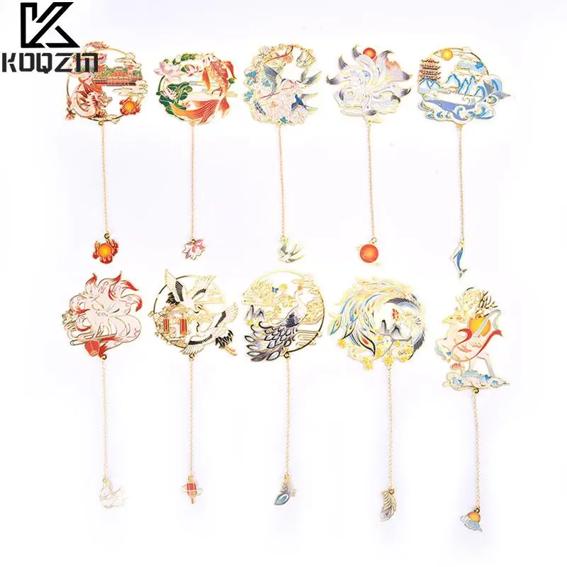 

Luxury Metal Bookmark Chinese Style Retro Animal Shape Stationery Creative Gift Teacher Student School Office Supplies
