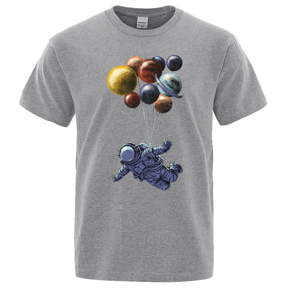 

Breathable Brand T-Shirts Men's Astronaut Space Travel Male T Shirts Hip Hop Tops Fashion TShirt Planet Balloon Man Tee Shirt