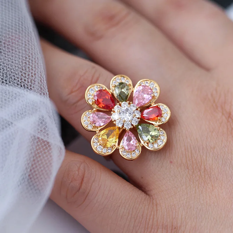Кольцо с цветочным узором 2022 года для женщин высокого качества, инкрустированное маленьким хризантемом из AAA-грейда циркона, подарок на свадьбу или вечеринку.