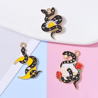 10pcs 1825mm exaggerated style enamel skull snake moon fashion jewelry diy craft earrings necklace bracelet pendant accessories