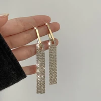 2022 new long tassels fashion drop earrings elegant shiny crystal hyperbole style geometric women dangle earrings jewelry