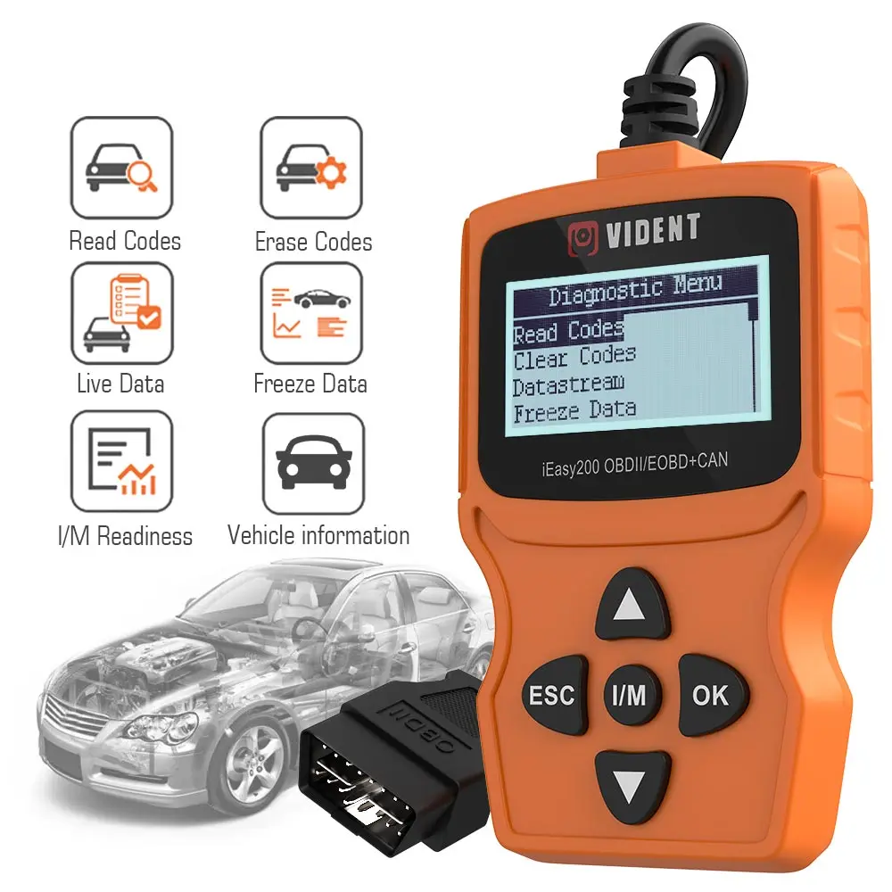Считыватель кодов VIDENT iEasy200 OBDII/EOBD + CAN для проверки светильник освещение двигателя