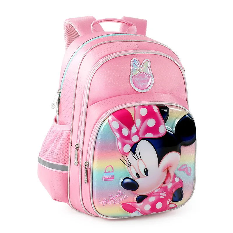 Disney Minnie School Bags For Girls Primary Student Shoulder Orthopedic Backpack Grade 1-3 Large Capacity Kids Gifts Mochilas
