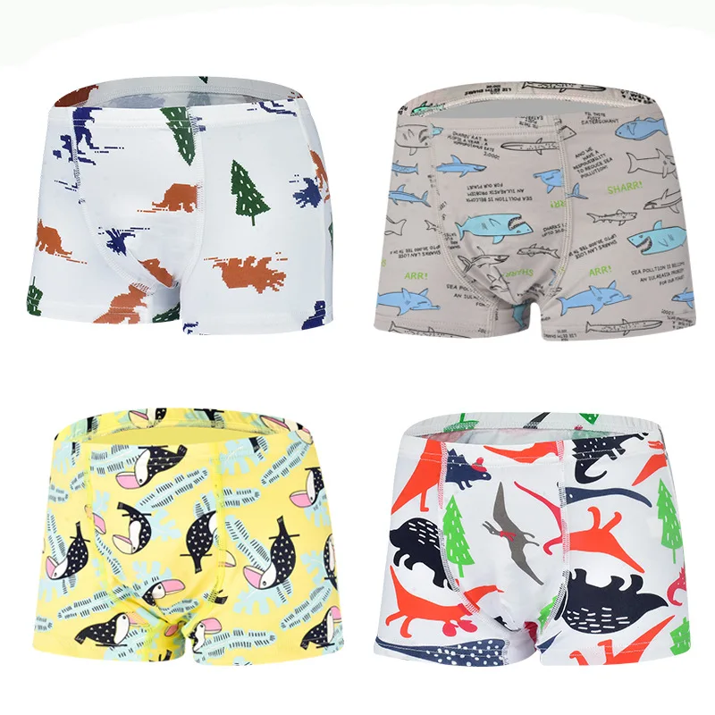 

4Pcs/set Cartoon Kids Underwear Print Panties Baby Boys Clothes Shorts Swimming Pants Children Bottoms Underpant Braguitas Bebe
