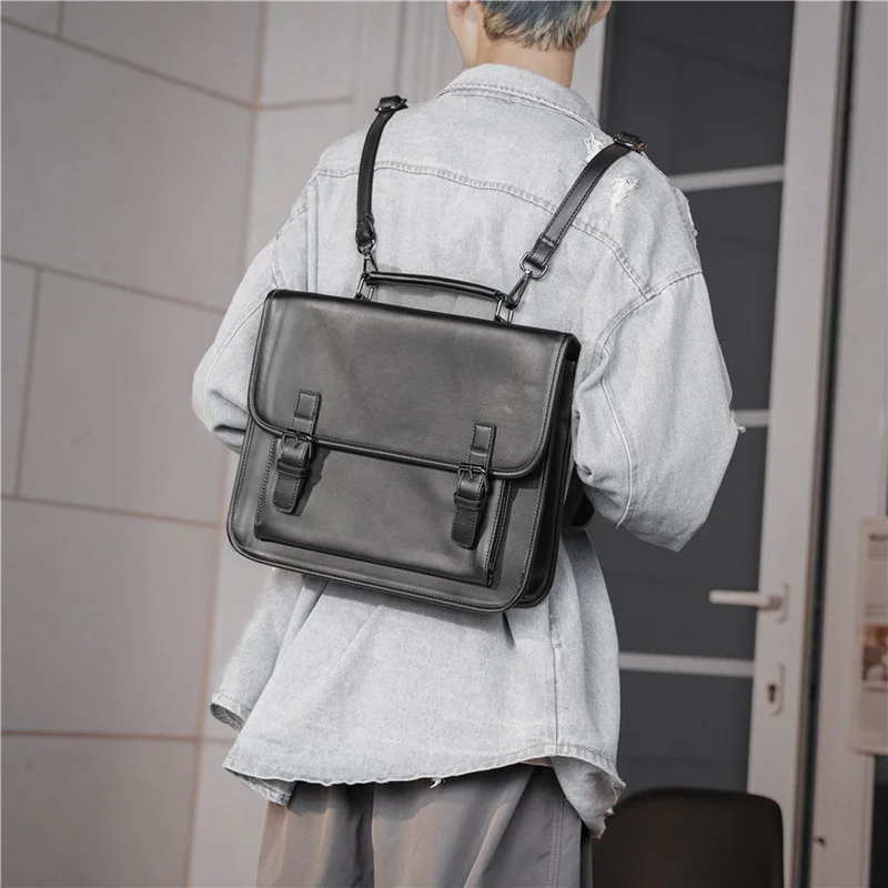 Office PU Leather Men Briefcase Business Hand Tote Bag Male Large Capacity Laptop Backpack Vintage Shoulder Messenger Bag