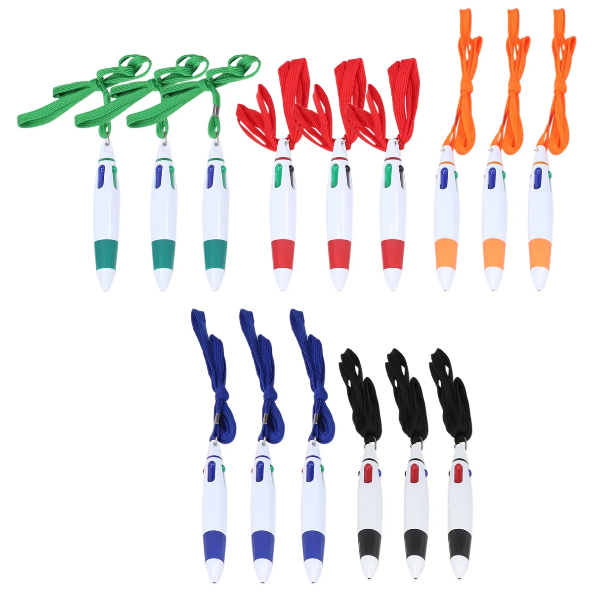 

15 Pcs Retractable Pens on Lanyard Neck Pens in a Rope Shuttle Pen 4 Color Ink Ballpoint Pen with Chain for School Home