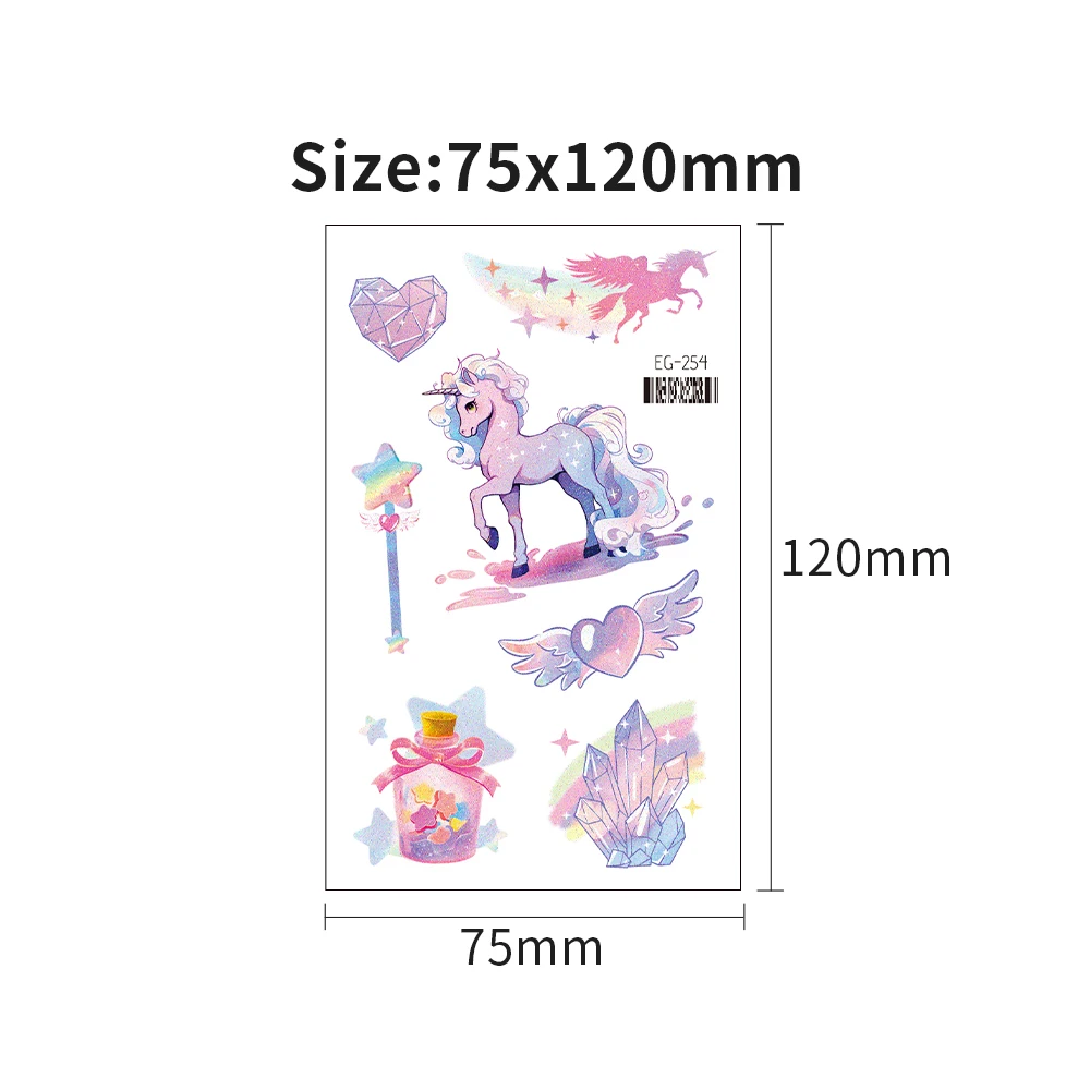 VeeCharm-блестящие розовые и фиолетовые Временные татуировки для детей