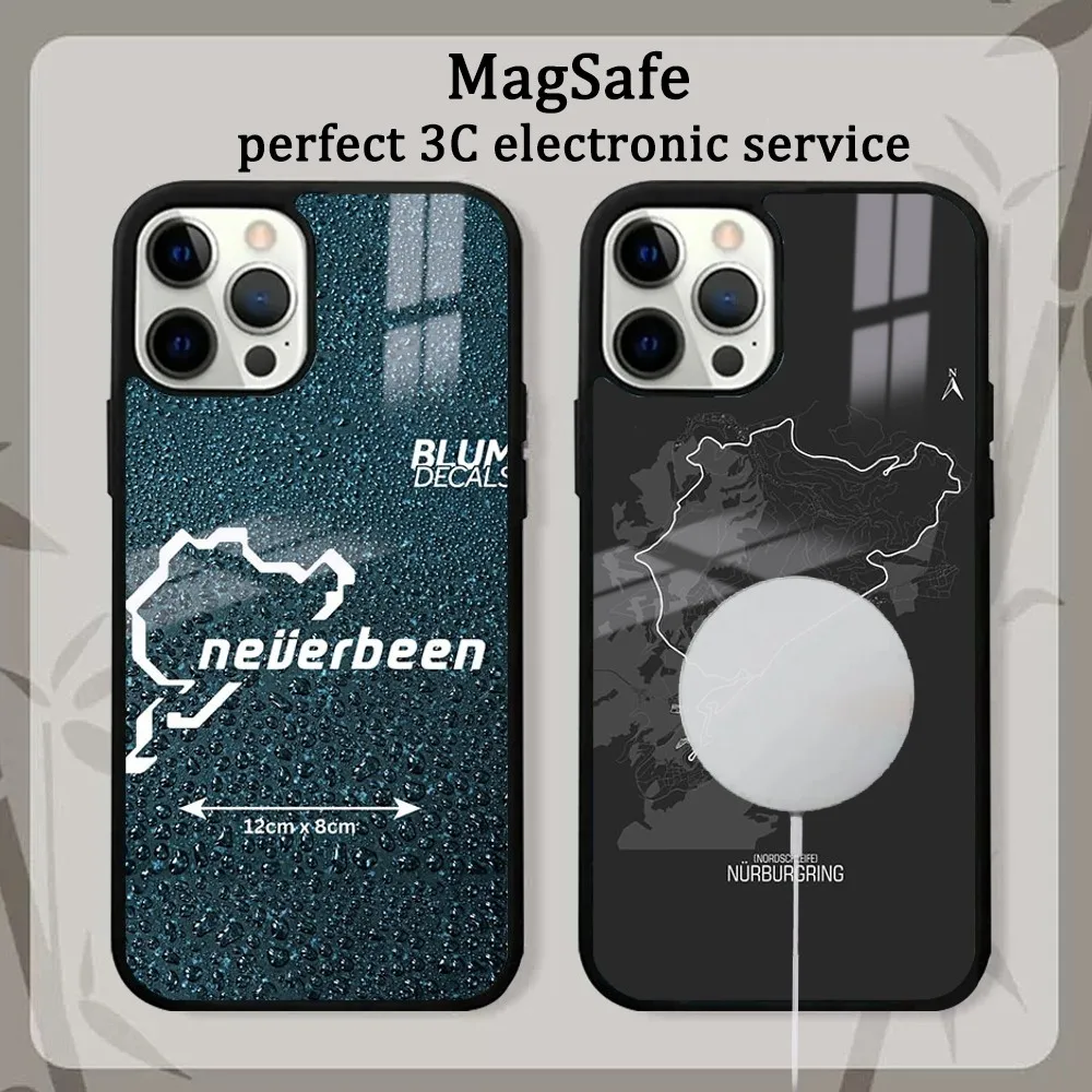 Nurburgring Sport Car Phone Case For IPhone 16 15 14 13 12 11 Pro Max Plus Mini Magsafe Mirror Wireless Magnetic Cover