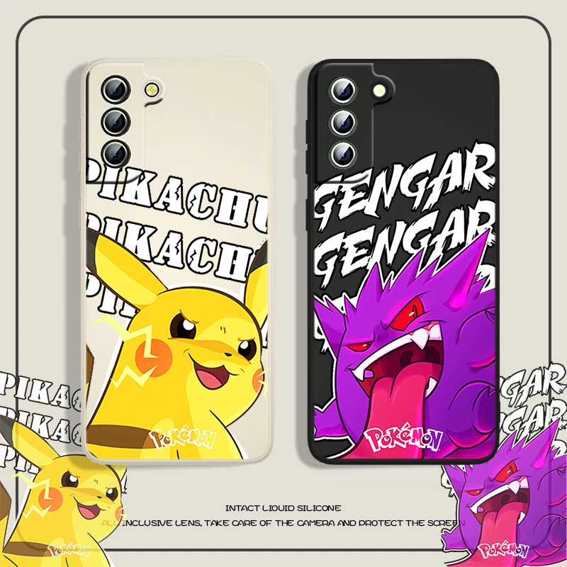 

Anime Pikachu Cool For Samsung Galaxy S22 S21 S20 S10 Note 20 10 Ultra Plus Pro FE Lite Liquid Rope Phone Case Cover Capa Coque