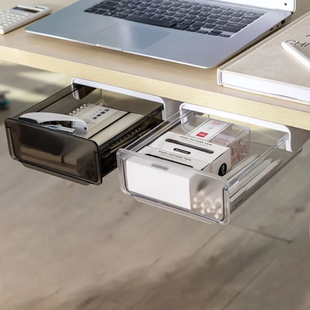 

Desktop Stand Pencil Tray Office Container Makeup Case Desk Organizer Drawer Stationery Storage Under Table Storage Box