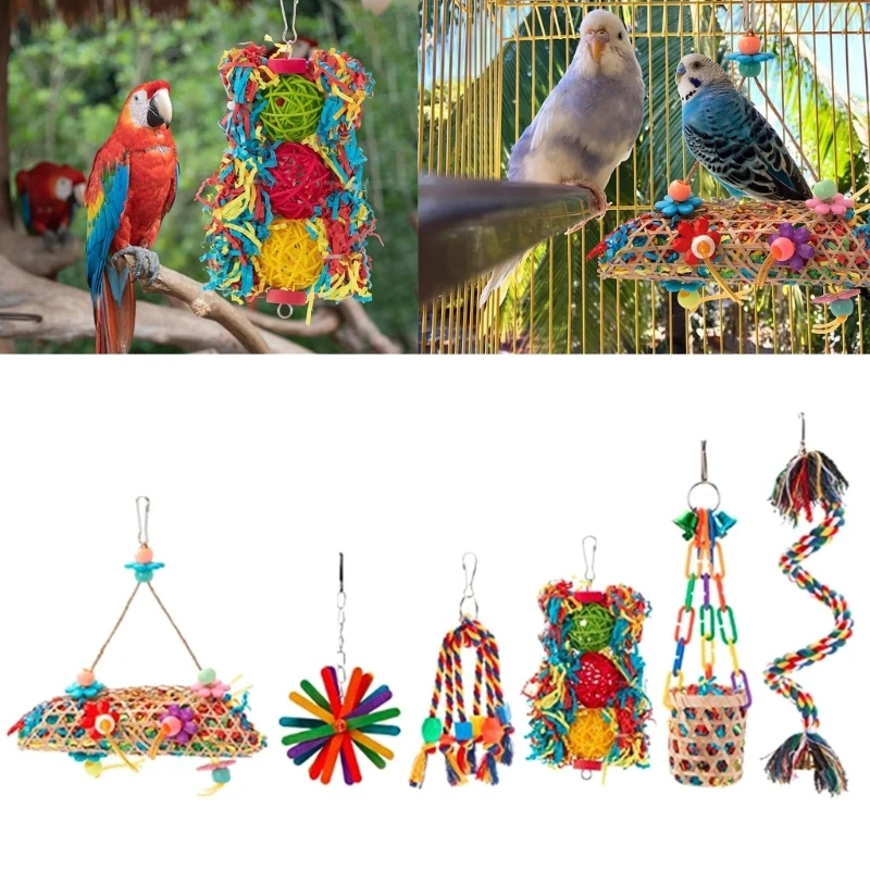 

Rope Bungee Bird Toy Chew Toy Hanging Foraging Toy Bird Shredder Toy Bird Foraging Toy Seagrass Basket Bird Cage Toy B03E