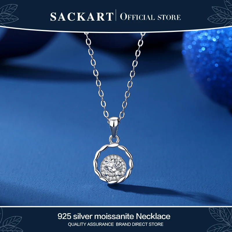 Женское ожерелье из серебра 925 пробы с муассанитом