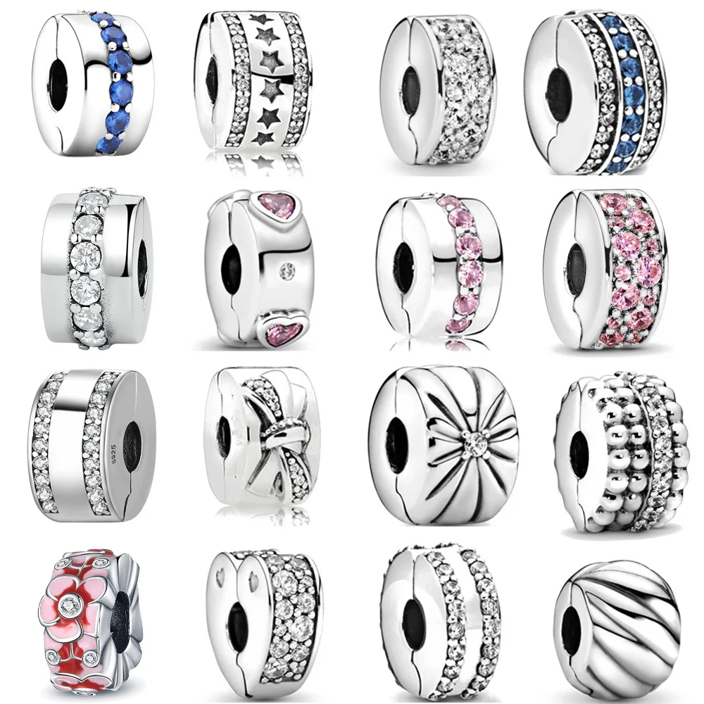 

925 Sterling Silver Beads Charm Shining Clips Bead Charms Fit Original Pandora charms silver 925 Bracelets Women DIY Jewelry