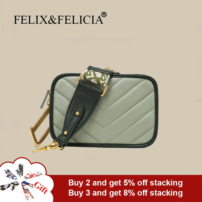 FELIX&FELICIA Brand Genuine Leather Shoulder Bags For Women Fashion Ladies Luxury Designer Crossbody Retro Messenger Square Bags