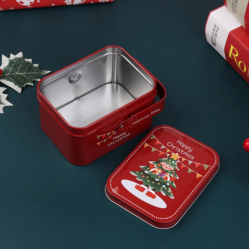 Новый рождественский жестяной чемодан коробки для конфет с ручкой ручные