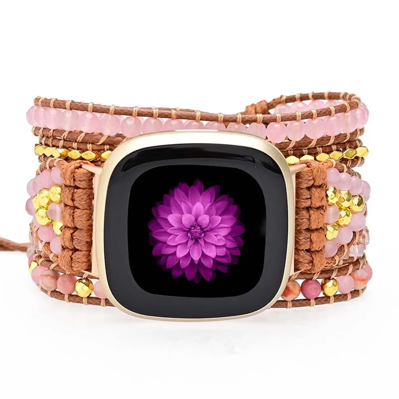 Bohemian Bracelet Strap For Fitbit Versa 3 2 1 Band Rope Bead Natural Stone Woven Watch band For Fitbit Versa Lite Sense Strap