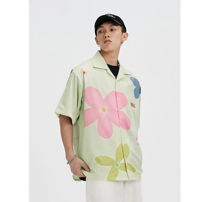 Retro Loose Lapel Fashion Shirts for Men Hawaiian Style Cute Printing Flowers Men's Shirt Men's Shirts Short Sleeve Japanese