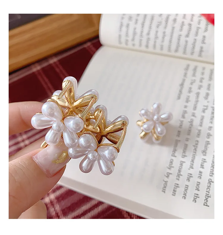 2 шт. винтажные Мини заколки для волос с имитацией жемчуга маргаритки в стиле