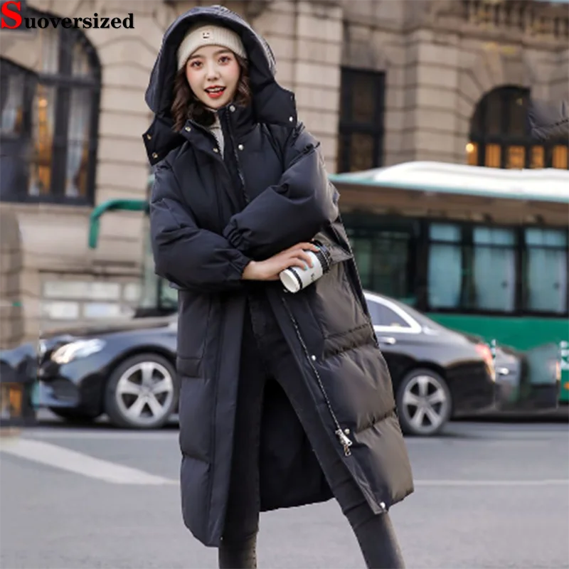 

Loose Thicken Casual Chaquetas Oversized 6xl Jackets Winter Hooded Mid-length Cotton Padded Casaco Snow Wear Warm Women Parkas