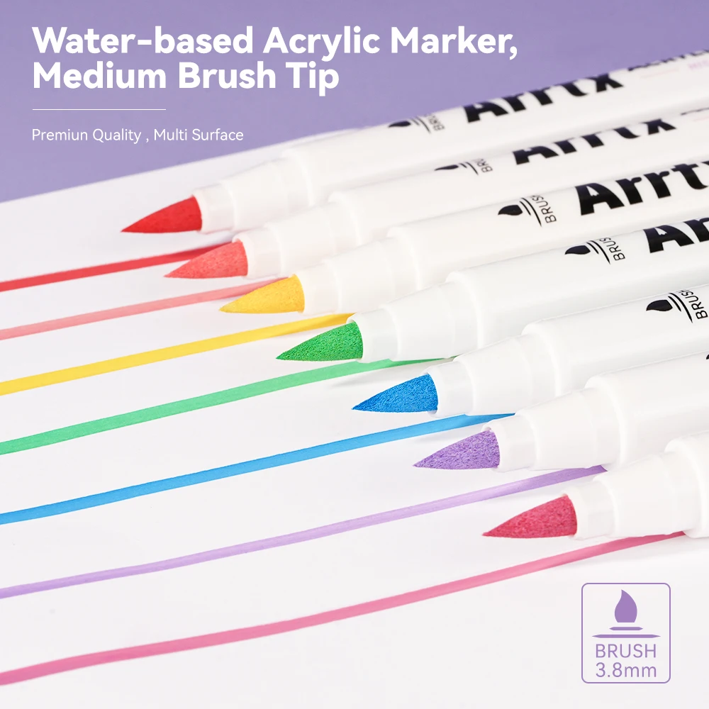 Arrtx 30 Pastel Colors Acrylic Brush Marker Paint Pens Available On Rock Glass Canvas Metal Ceramic Mug Wood Plastic Easter Egg