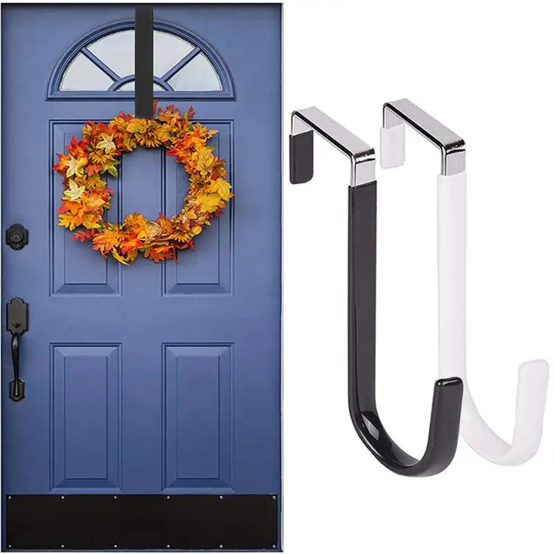 

Crook The Distance Between The Door Clamps Wreath Hanger Space Saving Carbon Steel Garland Thin Metal Hook Holiday Decor Holder