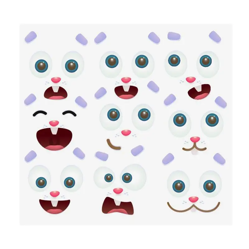 

Easter Rabbit Face Expression Sticker Glass Sticker Self-adhesive Window Decal Funny Bottle Decoration Accessories for DIY