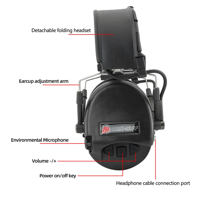 TAC-SKY Активные наушники для защиты органов слуха TEAHEADSET Тактическая гарнитура с