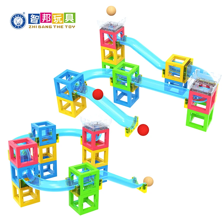 

Educational Toy Distributors Popular Funny Magnetic Building Blocks Toys with Running Ball 36 54 69 Block Set EN-71 ASTM Accept