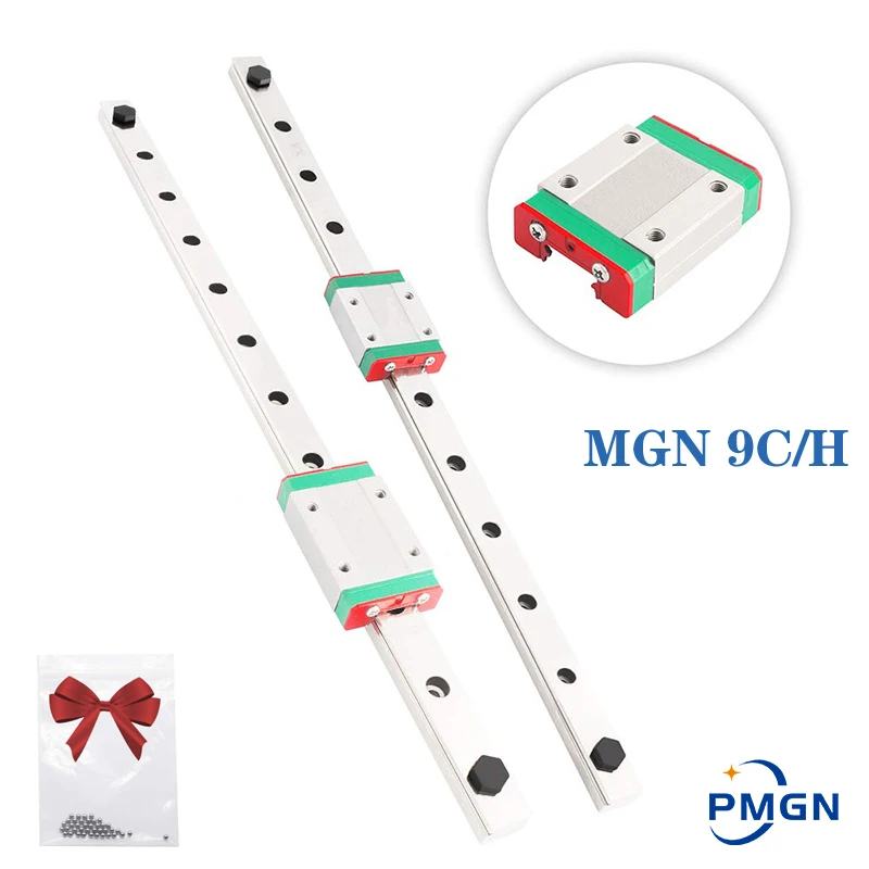 MGN 9mm Linear Guide MGN9 L= 100 200 300 350 400 450 500 600 mm Linear Rail Way + MGN9C or MGN9H Linear SS Block 3d Printer CNC