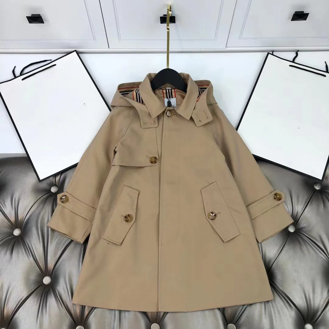 

Autumn and winter 2022 New Khaki black Boys and Girls fur collar trench coat leisure fashion brand coat
