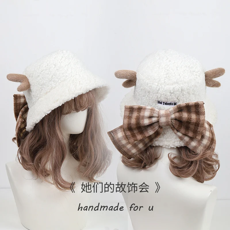 Женский зимний шерстяной берет шапки Лолиты ручной работы теплая уличная