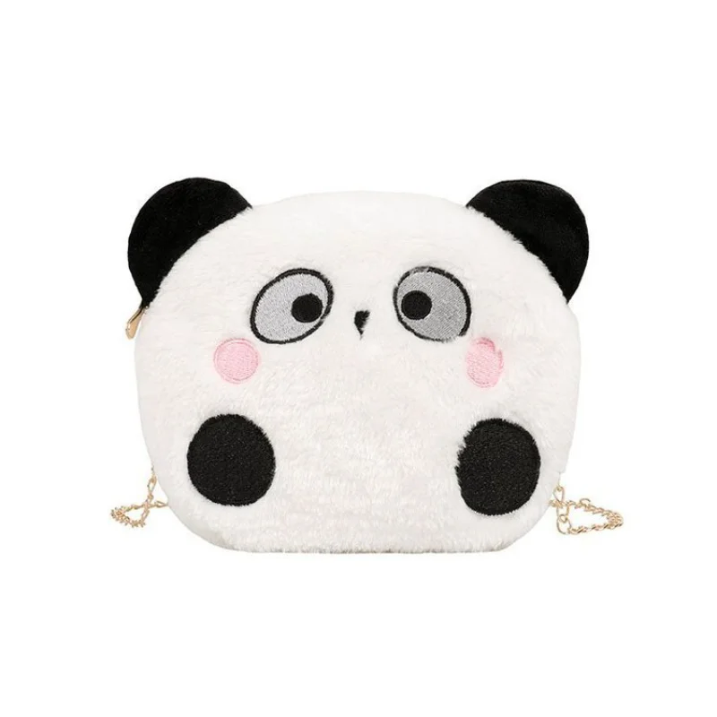 Children Cute Bags New Fashion Girls Boys Plush Panda Shoulder Messenger Women Bag Cartoon Chain Small Bag