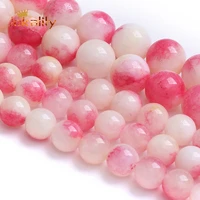 sakura tourmaline jades beads natural stone chalcedony round loose beads for jewelry making diy bracelets necklaces 6 8 10mm 15