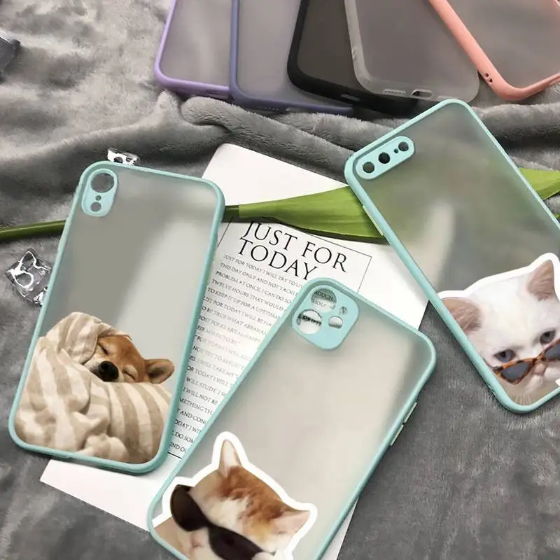 

Funny cat dog cute animal Phone Case matte transparent For iphone 14 11 12 13 plus mini x xs xr pro max cover