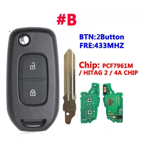 XNRKEY FSK 433 МГц PCF7961M 4A чип флип дистанционный ключ брелок для Renault Dacia Logan 2 Logan II 2018-2020 сменный корпус автомобильного ключа