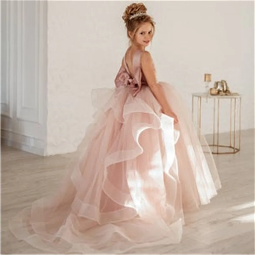 

Цветочные платья для девочек, Милое Свадебное платье подружки невесты, детское платье принцессы на день рождения, вечернее платье для причастия, банкета на выпускной