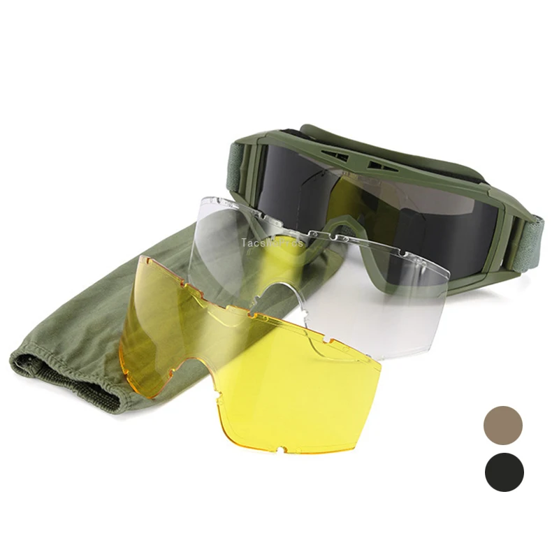 

Tactical Military Glasses Shooting Airsoft Paintball CS Impact Resistant Goggles Outdoor Hunting Combat Army Glasses 3 Lenses