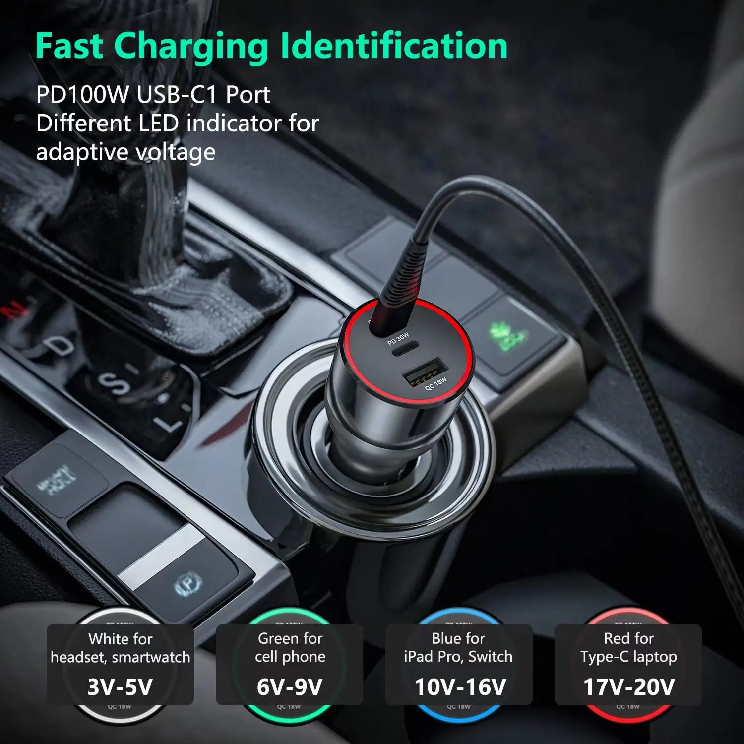 Автомобильное зарядное устройство с 3 портами USB C 120 Вт Quick Charge PD 100 PPS 30 QC3.0 18 для
