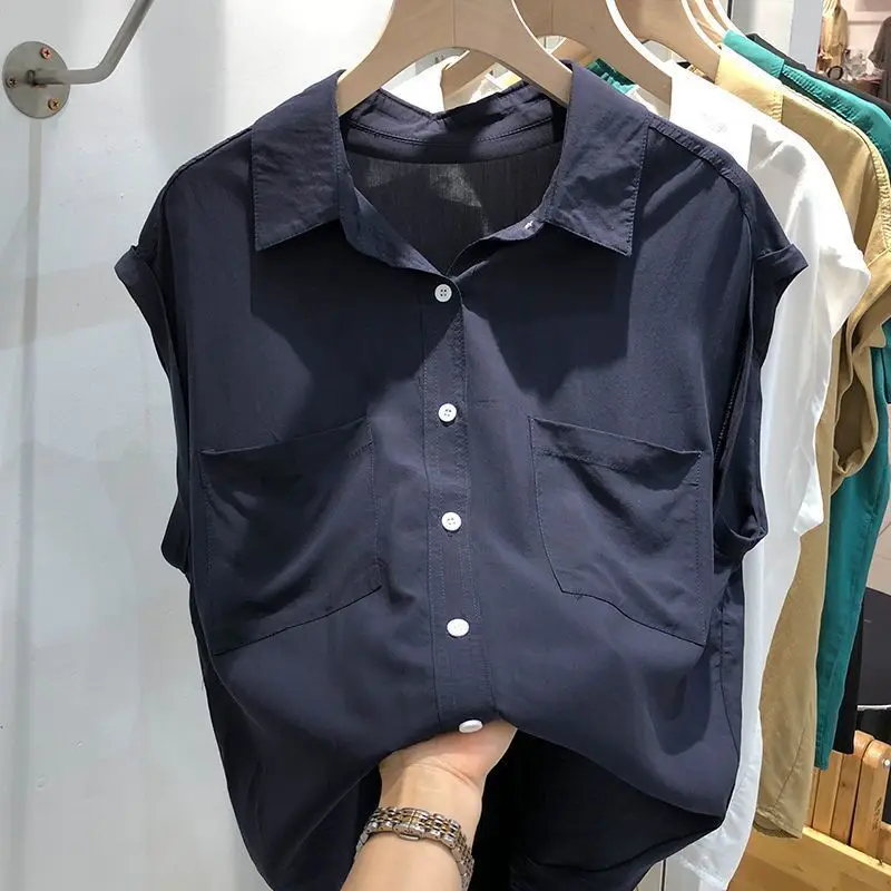 Винтажная белая рубашка на пуговицах топы летняя Новинка однотонная свободная