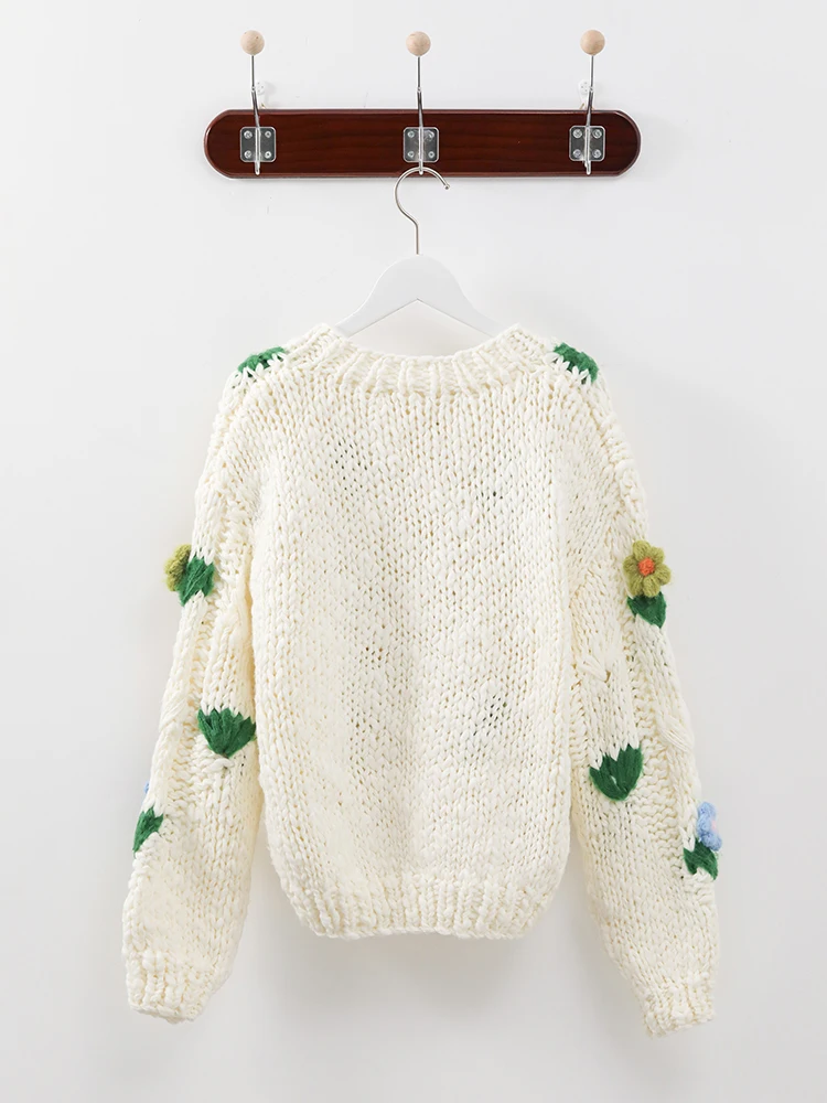 Jastie мягкий толстый свитер 2023 осень зима женская одежда цветок ручной работы