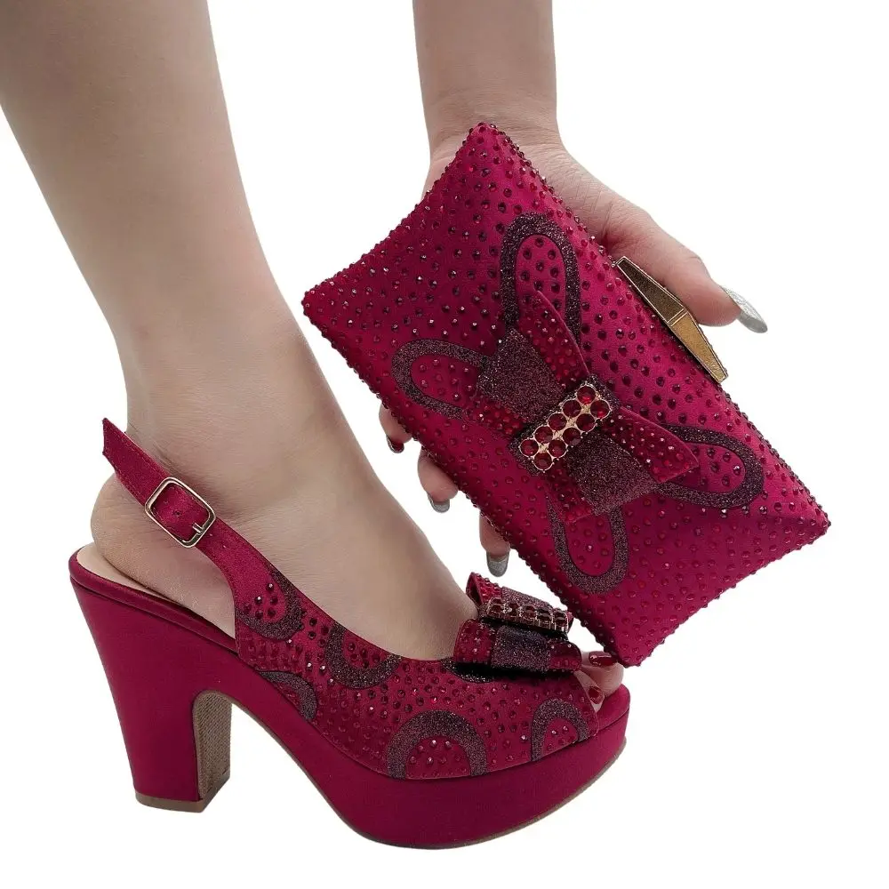 Green Party Dress Pumps with Purse Bride Bridesmaid Female Platform Shoes and Purse Heel Sandal Women Shoe and Bag Wedding Set